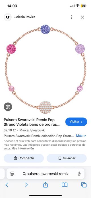 Pulsera Swarovski Rosa y Morada