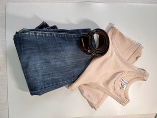 Top H&M básico rosa palo