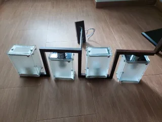 Lámpara moderna madera y cristal