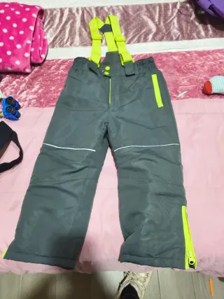 Pantalón de nieve niño gris y verde