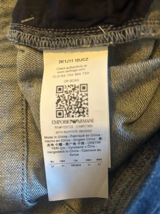 Pantalón Vaquero Armani Talla 31