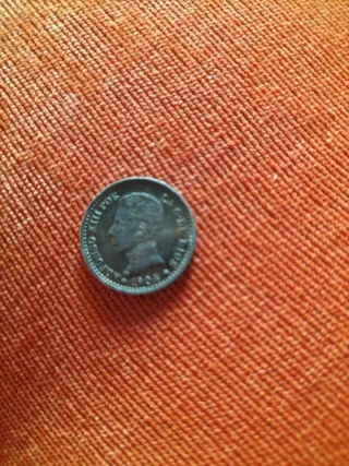 Moneda antigua plata 1908 Alfonso Xlll 50 centimos
