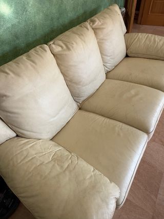 Sofá de 3 plazas en piel blanco