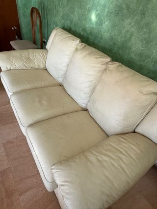 Sofá de 3 plazas en piel blanco