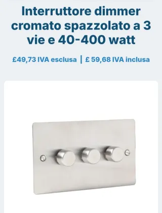Dimmer 3 Gang 2 Way 400W Acciaio Inox