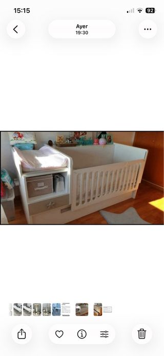 Cuna modular blanca con cajón