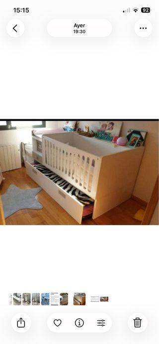 Cuna modular blanca con cajón