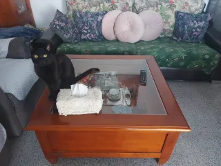 Mesa Centro Madera y Cristal 5 Cajones