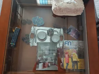 Mesa Centro Madera y Cristal 5 Cajones