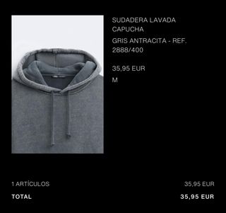 Sudadera gris Oversize ZARA – Talla M