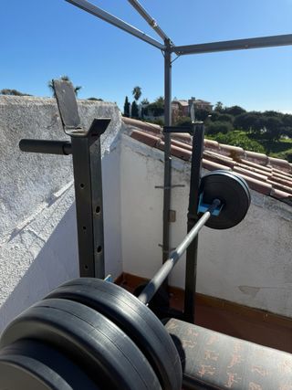 Rack sentadillas, barra y discos