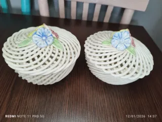 Juego 2 Cajas Porcelana Calada Vintage