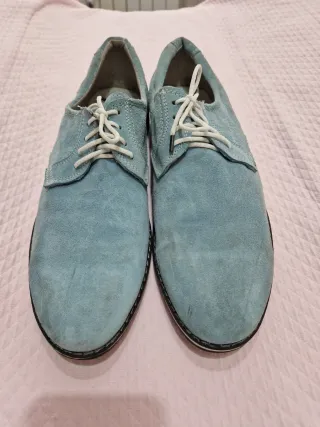 Zapatos vestir hombre cordones turquesa
