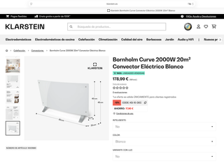 Klarstein Radiador Eléctrico 2000W Blanco