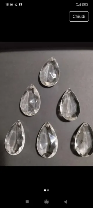 Set 6 Gocce Vetro Cristallo