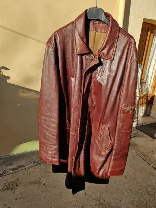 Giacca vera pelle marrone taglia 54