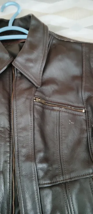 Cazadora de cuero marrón Talla S
