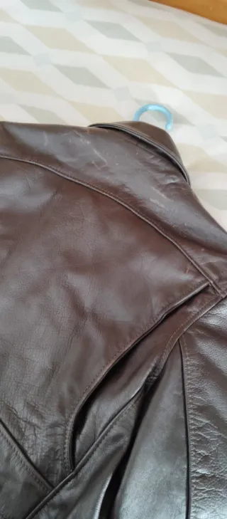 Cazadora de cuero marrón Talla S