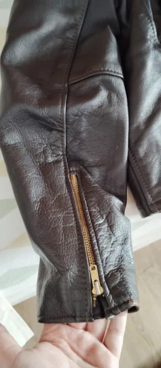 Cazadora de cuero marrón Talla S