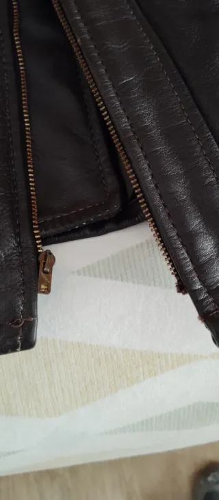 Cazadora de cuero marrón Talla S