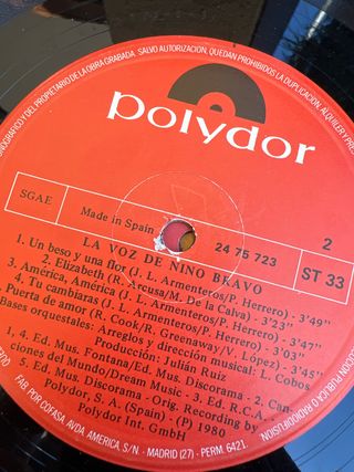 Vinilo La Voz de Nino Bravo - Polydor ST 33