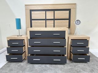 Cabecero, 2 Mesitas y Cómoda 4 Cajones