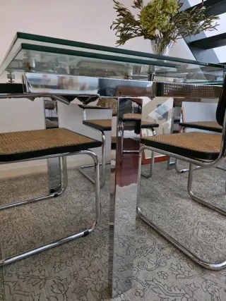 Mesa de comedor extensible cristal y metal