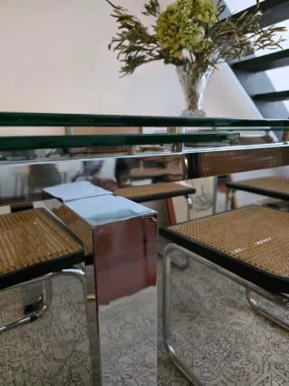 Mesa de comedor extensible cristal y metal