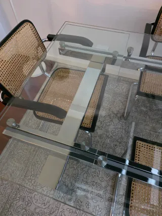 Mesa de comedor extensible cristal y metal