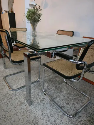 Mesa de comedor extensible cristal y metal