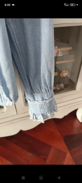 Camisa azul de rayas talla 36 Con volantes