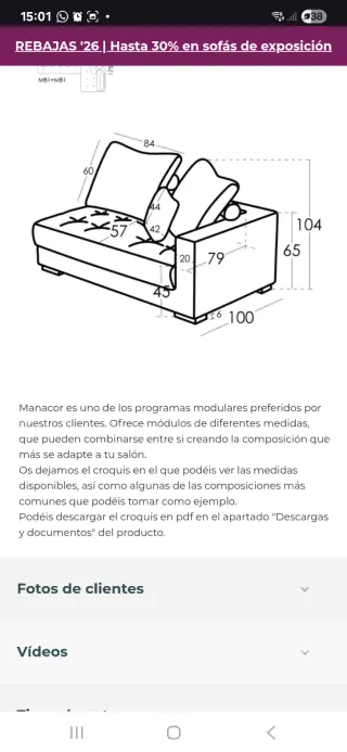 Sofá modular Famaliving gris OPORTUNIDAD!