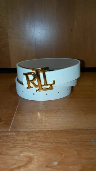 Cintura Ralph Lauren bianca con fibbia dorata