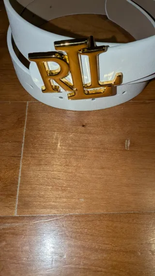 Cintura Ralph Lauren bianca con fibbia dorata