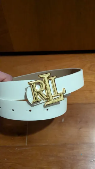 Cintura Ralph Lauren bianca con fibbia dorata