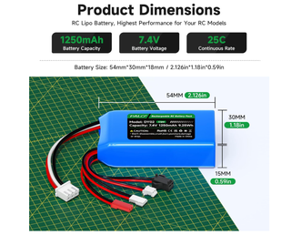 2 Batterie Lipo 7.4V 1250mAh PALO