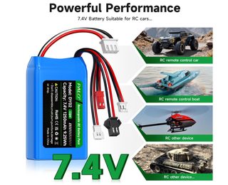 2 Batterie Lipo 7.4V 1250mAh PALO