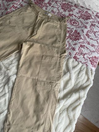 pantalon cargo beige