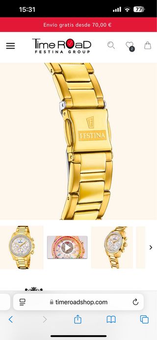 Reloj Festina Dorado con Detalles Brillantes