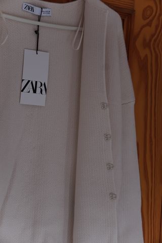 Cárdigan Zara Oversize Punto Blanco Talla M