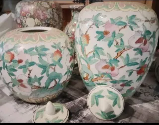 Conjunto 2 Jarrones Cerámica Pintados a Mano