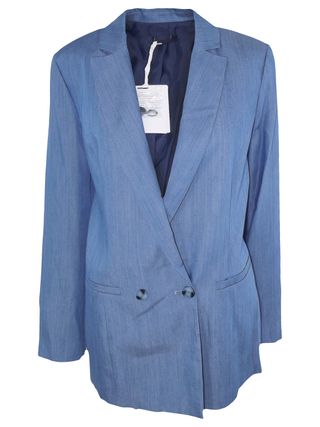 Max Mara Blazer Donna Blu L Doppiopetto Lungo