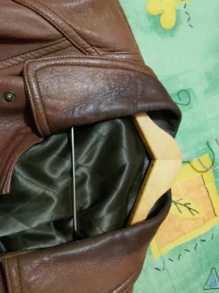 Chaqueta Bomber Piel Vintage Marrón