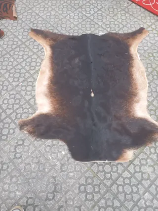 Alfombra Piel Natural Negra y Marrón