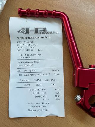 Pata de arranque moto Vparts roja