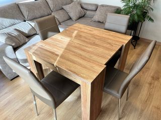 Mesa comedor extensible madera y metal