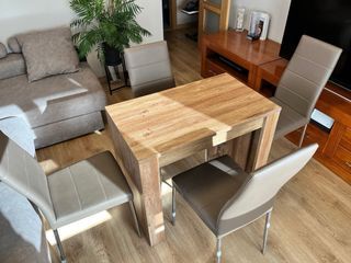 Mesa comedor extensible madera y metal