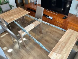 Mesa comedor extensible madera y metal