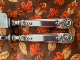 Conjunto trinchante antiguo mango de plata