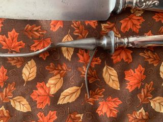 Conjunto trinchante antiguo mango de plata